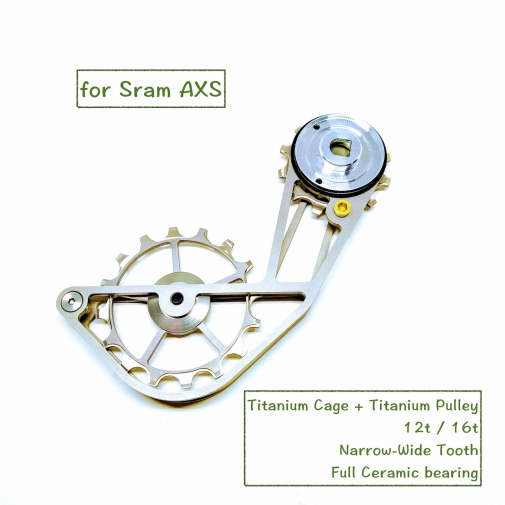 titanium derailleur cage and oversize pulley for Sram AXS
